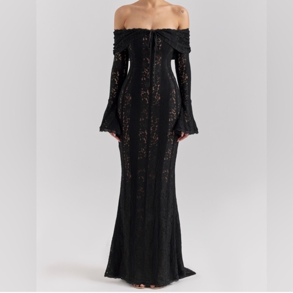 NWOT Black Off-Shoulder Lace Gown